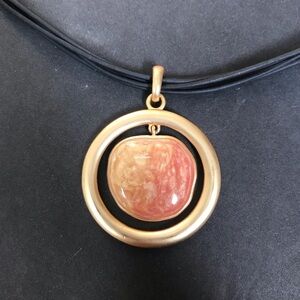 Kenneth Cole Gold Toned Chocker Necklace Swirly 3 Color Enamel Dog Tag Pendant